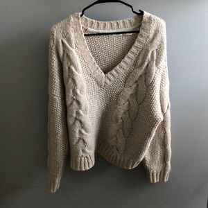 Beige cable knit sweater